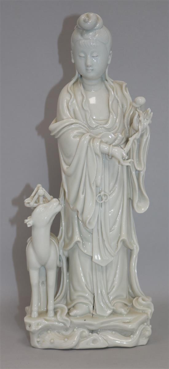 A blanc de chine 19th century model of Guanyin
